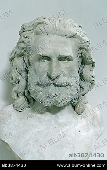 Bust of Karl Wilhelm Diefenbach, 1851-1913, painter and social reformer, Certosa di Capri, Museum Diefenbach in the Carthusian monastery, Capri, Campania, Italy, Europe.