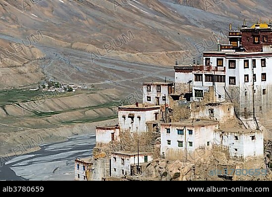 Key Monastery or Key Gompa, a Tibetan Buddhist monastery, Spiti valley, Himachal Pradesh, India, Asia.