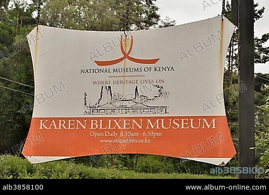 Sign at the Karen Blixen Museum, Karen, Nairobi, Kenya, Africa.