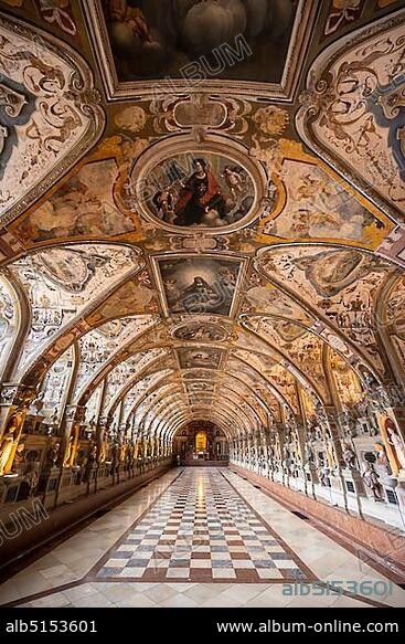 Antiquarium, ballroom with ceiling paintings, Munich Residence, Munich, Upper Bavaria, Bavaria, Germany, Europe.