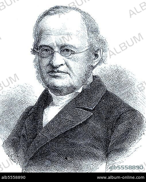 Justus Joseph Georg Friedrich Karl Zimmermann, 23. August 1803bis 12. Juni (1877), evangelischer Theologe und großherzoglich hessischer Hofprediger und Prälat, Historisch, digital restaurierte Reproduktion einer Originalvorlage aus dem 19. Jahrhundert, genaues Originaldatum nicht bekannt.