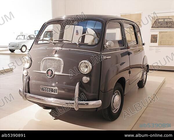 Fiat 600 Multipla, Mitomacchina exhibition, Museum of Modern Art, MART, Rovereto, Italy, Europe.