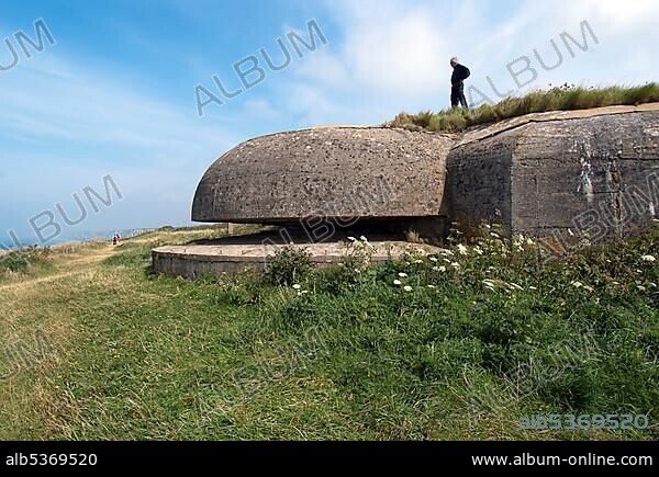 German bunker on top of the cliffs at Cape Fagnet, FÃ©camp, Alabaster Coast, Normandy, France, Europe.