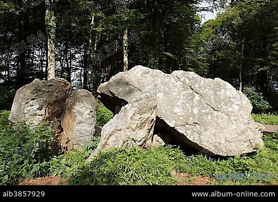 Dolmen, Aideen's Grave, Castle Gardens, Howth, near Dublin, County Fingal, Leinster, Ireland, Europe.