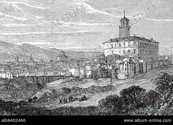 Monte Rotondo in the Papal States, 1869, Rome, Italy, Historic, digitally restored reproduction of an original 19th century painting, exact original date not known, Europe.