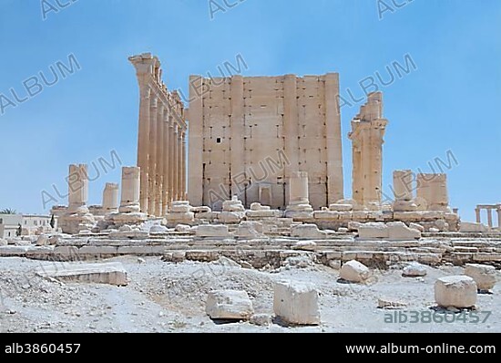 Ruins of the Temple of Bel in the ancient city of Palmyra, Tadmur, Palmyra District, Homs Governorate, Syria, Asia.