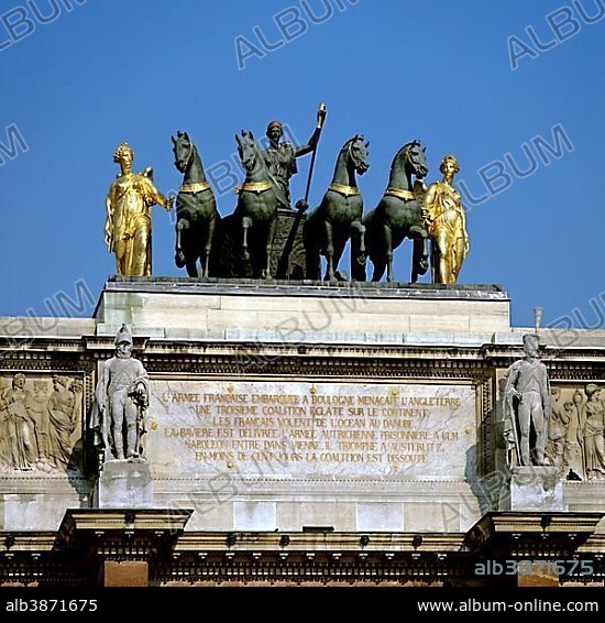Quadriga, the Arc de Triomphe du Carrousel, Musee du Louvre, Paris, France, Europe.