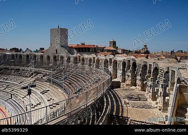 The Roman amphitheatre in Arles, France, Europe.