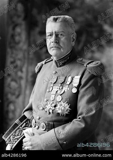 Prince Louis II of Monaco (great father of Rainier III) wearing the uniform of brigadier general, with kepi and medals.. 1935. Picture: Taponier, Paris.