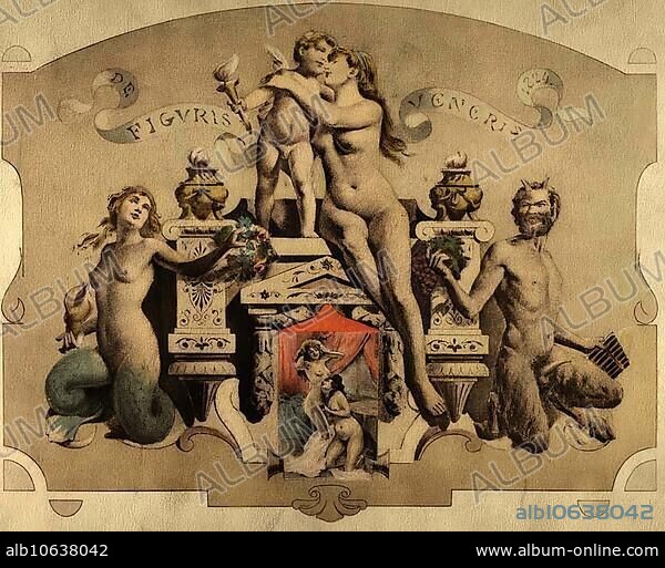 Erotic illustration by Edouard-Henri Avril (21 May 1849 to 1928), a French painter and graphic artist, under the name Paul Avril he became known as an illustrator of erotic to pornographic novels, Historical, digitally restored reproduction from a 19th century original.