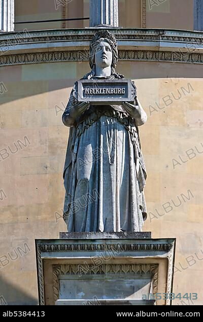 Statues by Johann Halbig as allegories of the Germanic tribes, Befreiungshalle Hall of Liberation, built by King Ludwig I of Bavaria, Kelheim, Lower Bavaria, Bavaria, Germany, Europe.