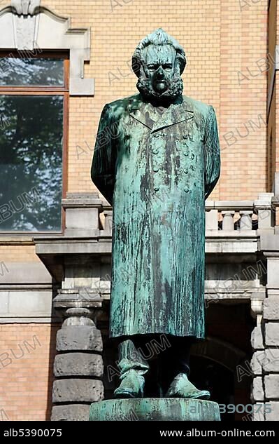 Henrik Johan Ibsen, 1828-1906, playwright and poet, sculpture at the National Theatre, Oslo, Norway, Scandinavia, Europe.