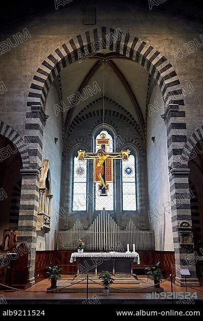 Arezzo Tuscany Italy. Basilica of San Domenico. Painted crucifix by Cimabue (1265).