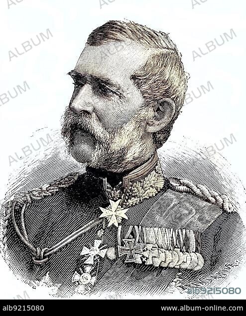Gustav Karl Leopold Freiherr von Buddenbrock, 1810, 1895, was a Prussian General of the Infantry, Situation from the time of the Franco-Prussian War or Franco-Prussian War, 1870-1871, Historical, digitally restored reproduction from a 19th century original.