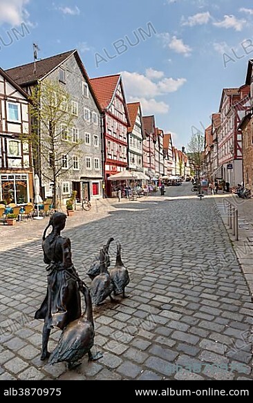 Town with half-timbered houses, Kassel Strasse, Melsungen, Hesse, Germany, Europe, PublicGround, Europe.