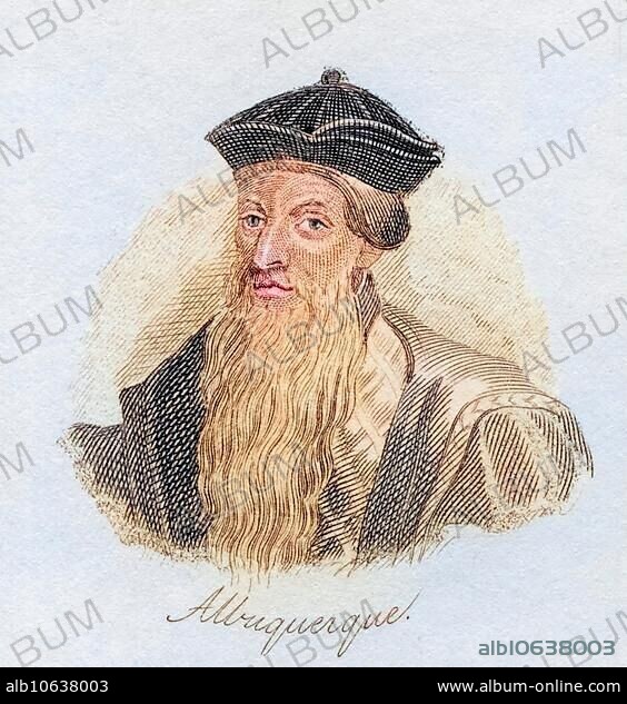 Alfonso Albuquerque, 1452 to 1515, Portuguese Admiral, 1st Viceroy of the Portuguese Indies. From the book Crabbs Historical Dictionary, published 1825, Historical, digitally restored reproduction from a 19th century original, Record date not stated.