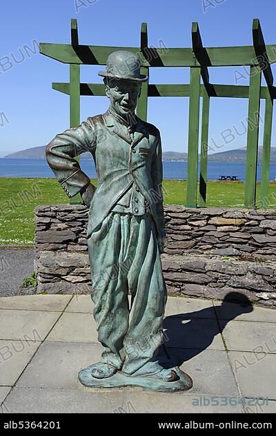 Charlie Chaplin Sculpture, Waterville, Ring of Kerry, County Kerry, Ireland, Europe.
