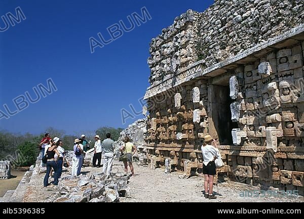 Temple of the Masks, Kabah, Kaba, Riviera Maya, Mayan Riviera, Yucatan, Mexico, Central America.