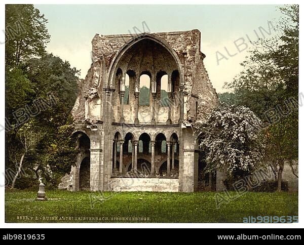Heisterbach Monastery; Ruin; was a Cistercian Abbey in the Siebengebirge; North Rhine-Westphalia; Germany; Historic; digitally restored reproduction of a photochrome print from the 1890s; Europe.