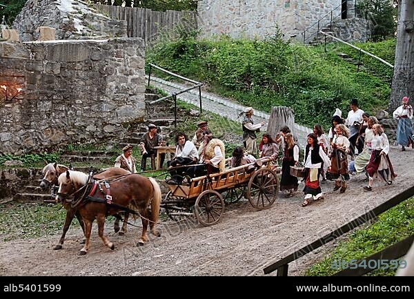Historical open-air festival Der Guttensteiner at Schwarzenburg castle near RÃ¶tz , Upper Palatinate Bavaria Germany.