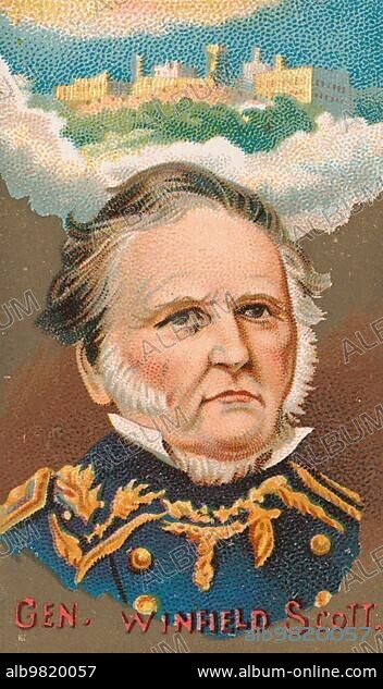Famous Persons in American History; Winfield Scott (born13 June 1786 in Laurel Branch near Petersburg) (Dinwiddie County) (Virginia) (died29 May 1866 in West Point) (Orange County) (New York) was a U.S. general; diplomat; and politician; Historical; digital reproduction of a 19th century collector's picture.
