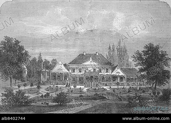 Varzin manor around 1860, Otto von Bismarck's flat, today Warcino in Pomerania, Poland, Historic, digitally restored reproduction of an original 19th century master, exact original date unknown, Europe.