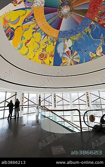 Roof painting Morningstar by Alex Janvier inside the dome of the Canadian Museum of Civilization, Gatineau, Quebec Province, Canada, North America.
