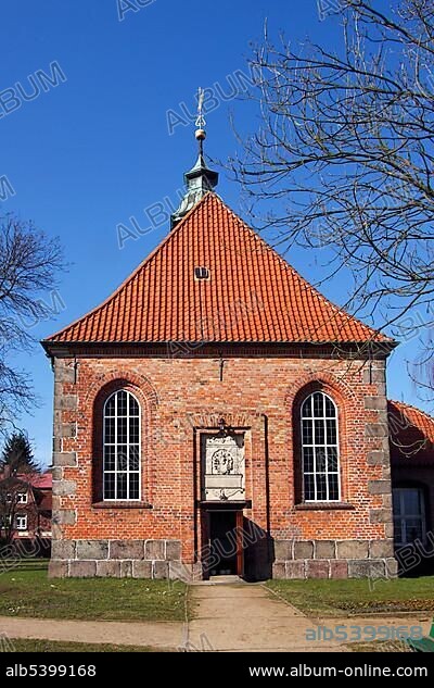 Historic Schlosskirche, Castle Church, rear view, in Ahrensburg, Stormarn district, Schleswig-Holstein, Germany, Europe.