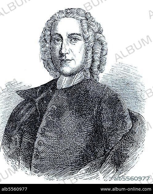 Nikolaus Ludwig Graf von Zinzendorf und Pottendorf, 26. Mai 1700 bis 9. Mai 1760, deutscher lutherisch-pietistischer autodidaktische Theologe, Reichsgraf, Gründer und Bischof der Herrnhuter Brüdergemeine, Historisch, digital restaurierte Reproduktion einer Originalvorlage aus dem 19. Jahrhundert, genaues Originaldatum nicht bekannt.