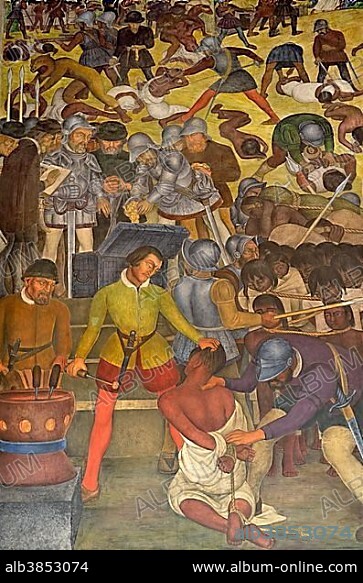 Mural by Diego Rivera, history of the country, 1929, Palace of Cortés, Cuernavaca, Morelos, Mexico, Central America.