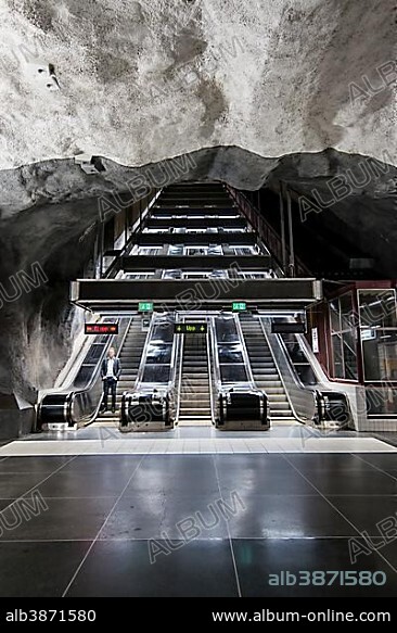 Subway, Fridhemsplan station, escalator, Tunnelbana, Stockholm, Sweden, Europe.