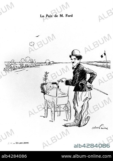 JULES-ABEL FAIVRE. Caricature by Abel Faivre (1867-1945). La Paix de M. Ford. Mister Ford's peace. 1915. France, World War I. Vincennes, Musée de la guerre.. These photographic works are protected by legislation concerning literary and artistic property in all countries. Royalties are handled by ADAGP. To publish or diffuse these photographs, you must imperatively obtain the authorization of ADAGP or its correspondents abroad and to pay corresponding royalties. If you download this image in high definition, your postal address, telephone number and e-mail address will automatically be forwarded to ADAGP.. ADAGP - 11,rue Berryer - Paris. Tel. : (33) 1 43 59 09 79. Fax : (33) 1 45 63 44 89. E-mail : adagp@adagp.fr. Web : http://www.adagp.fr.