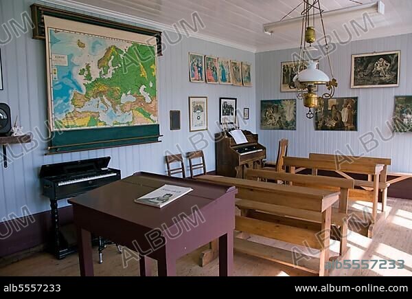 Classroom, School, Skogasafn, Local history museum, Skogar, Iceland, Europe.