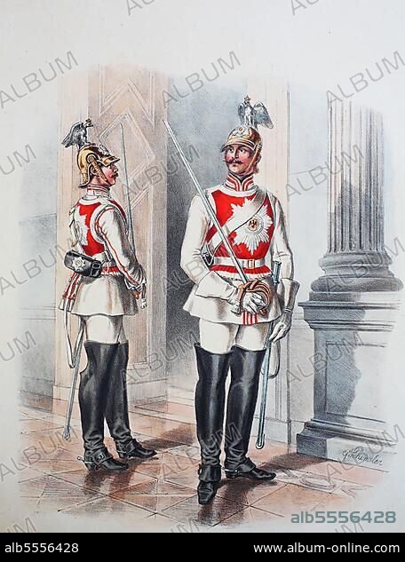 Prussian Army, Prussian Guard, Garde du Corps in Gala Uniform, Army Uniform, Military, Prussia, Germany, Digitally Restored Reproduction of a 19th century Original, Europe.