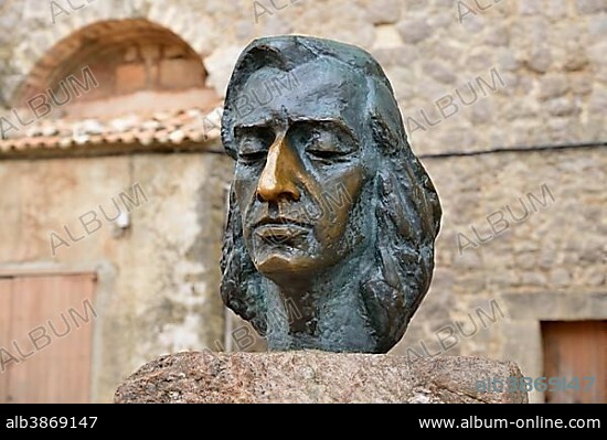 Bust of the Polish composer Frederic Chopin, Valldemossa, Majorca, Balearic Islands, Spain, Europe.