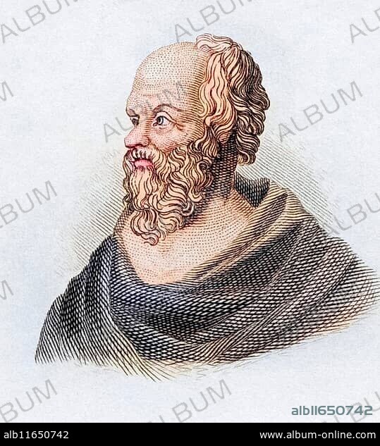 Socrates, born around 469 BC, died 399 BC Classical Greek philosopher. From the book Crabbes Historical Dictionary, published in 1825, Historical, digitally restored reproduction from a 19th century original, Record date not stated.