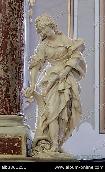 Maternità, marble sculpture by Giuseppe Sammartino, cathedral, Collegiate Church of San Martino, Martina Franca, Apulia, Italy, Europe.
