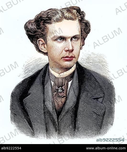 Ludwig II, Ludwig Otto Friedrich Wilhelm, Louis Otto Frederick William, 1845, 1886, was King of Bavaria from 1864 until his death in 1886, He is sometimes called the Swan King, the Fairy Tale King, Situation from the time of the Franco-Prussian War or Franco-Prussian War, 1870-1871, Historical, digitally restored reproduction from a 19th century original.