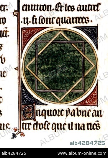 Imago Mundi, by Gossouin of Metz. About the roundness of the earth. France. 1245Paris, Bibliothèque Nationale.