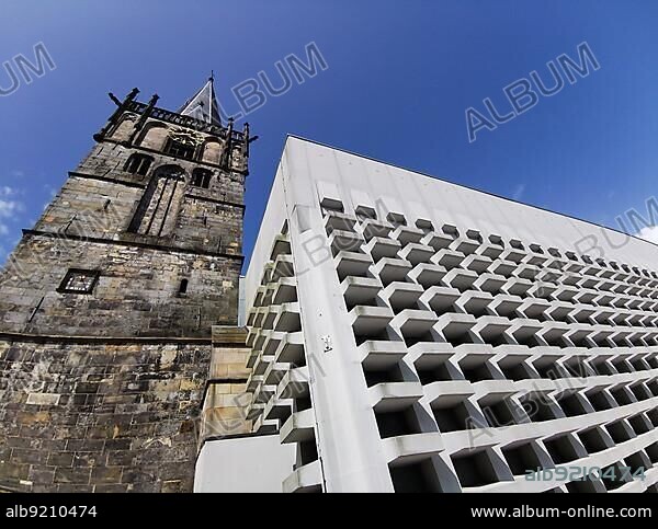 St. Mary's Assumption, also St. Mary's, Roman Catholic church building, St. Horten, church was nominated for the Ugliest Church in the World competition in October 2020. Built according to plans by the architect Erwin Schiffer from Cologne and consecrated in 1966, Ahaus, Münsterland, Regierungsbezirk Münster, Landkreis Borken, North Rhine-Westphalia, Germany, Europe.