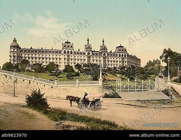 Hotel Excelsior; Regina Palace; Cimiez; Nice; France; c. 1890; Historic; digitally enhanced reproduction of a photochrome print from 1895; Europe.