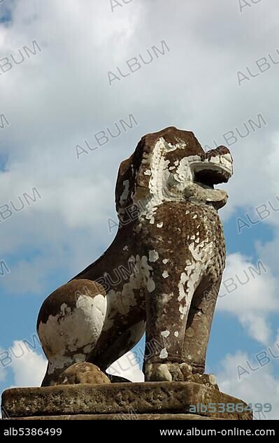 Lion sculptures, East Mebon temple, Angkor Wat, Siem Reap, Cambodia, Asia.