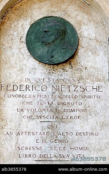 Memorial for the philosopher Friedrich Nietzsche, Turin, Piedmont, Italy, Europe.