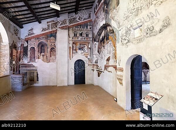 Foligno Umbria Italy. Frescoes at Trinci Palace (Palazzo Trinci), a patrician residence and museum.