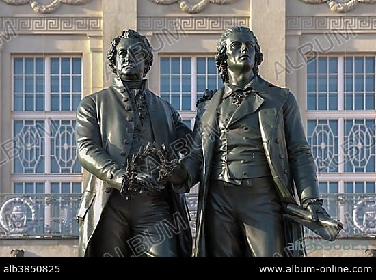 Goethe-Schiller Monument, Weimar, Thuringia, Germany, Europe.