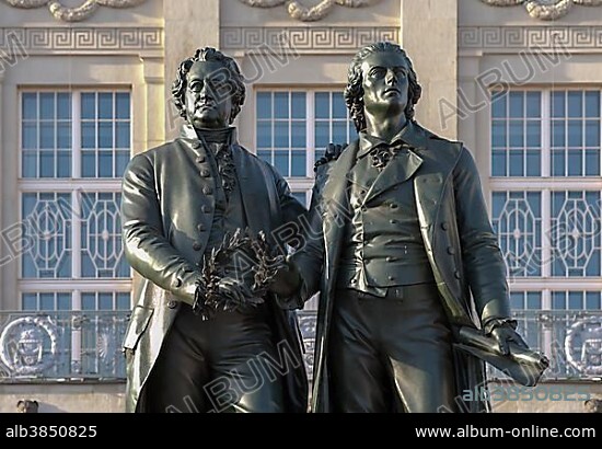 Goethe-Schiller Monument, Weimar, Thuringia, Germany, Europe.