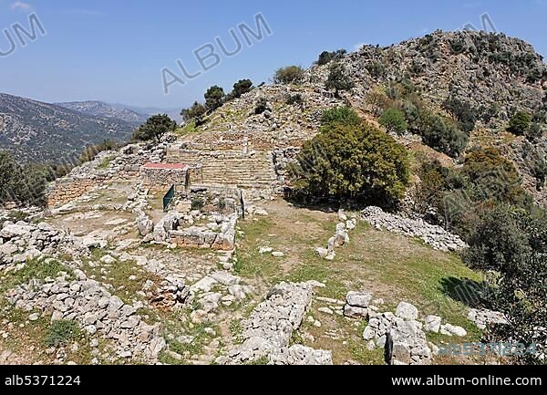 Ruins dating to the fifth century BC (Doric period) in Lato, Crete, Greece, Europe.