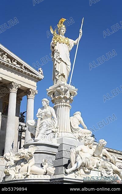 Statue of Athena, Pallas Athene, Parliament, Vienna, Austria, Europe.