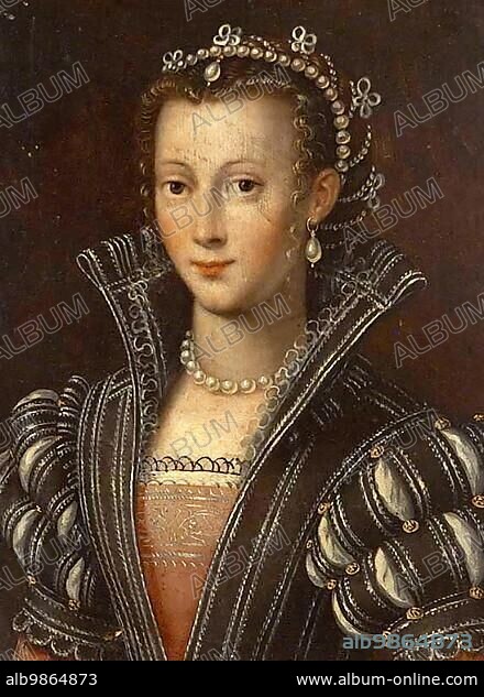 Contessina Antonia Romola di Lorenzo de' Medici (1478) (29 June 1515), last daughter of Lorenzo the Magnificent, Lord of Florence, and his woman Clarice Orsini, as well as sister of Pope Leo X and woman of Count Palatine Piero Ridolfi, digitally restored reproduction from an original of the time.