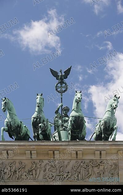 The Quadriga above the Brandenburger Tor in Berlin, Germany, Europe.